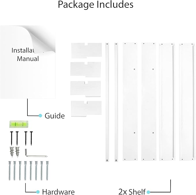 Brightmaison Polynez 30" Floating Shelves for Nursery & Kids, Multiuse Wall Shelf Set of 2 Wood Floating Shelf White-CubbioJoy