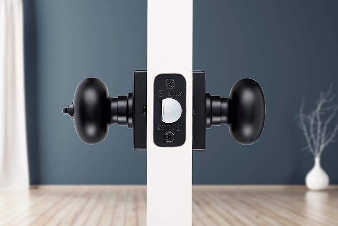 BRINKS – Contemporary Privacy Locking Interior Ball Door Knob, Matte Black - Designed for Sleek and Modern Homes and Blends Seamlessly with Interior Décor (E2436-122) (8 Pack)-CubbioJoy