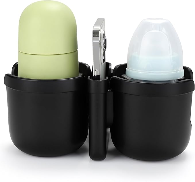 Accmor Stroller Cup Holder with Phone Holder, Universal Cup Holder for Uppababy Nuna Doona Strollers, 2-in-1 Bottle Phone Holder for Bike, Wheelchair, Walker, Scooter-CubbioJoy