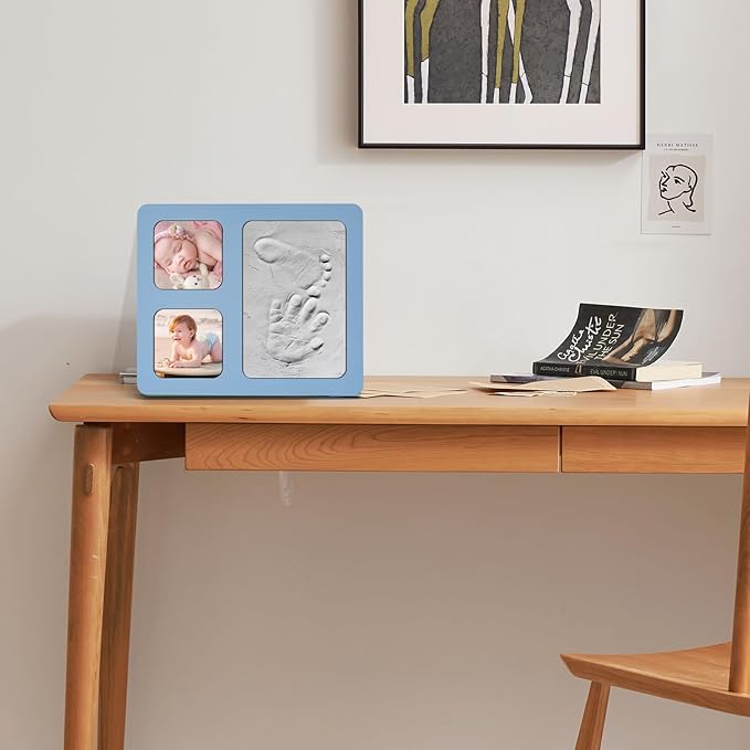 Baby Handprint and Footprint Kit, Blue Babies Keepsake 4x6 Clay Frame, for Record Newborn Footprints, Handprints or Pet Paw Prints-CubbioJoy