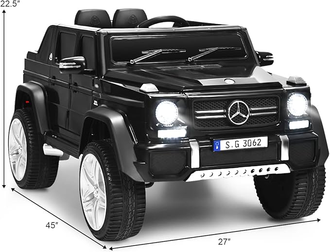 Costzon Ride on Car, Licensed Mercedes-Benz Maybach, 12V Battery Powered Vehicle Toy w/ 2 Motors, Remote Control, 3 Speeds, Lights, Horn, Music, Aux, Storage, Truck, Electric Car for Kids (Black)-CubbioJoy
