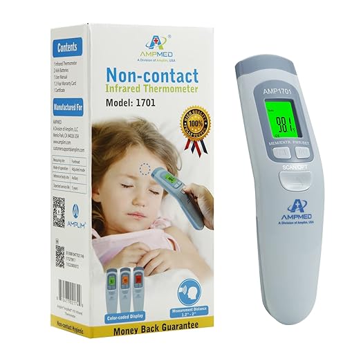 Amplim Medical Grade Forehead Thermometer for Adults, Kids, Baby, Non-Contact Digital Infrared Thermometer, Instant Read, Accurate & Fast Fever Detection, for Home, Clinic, Office Use-CubbioJoy