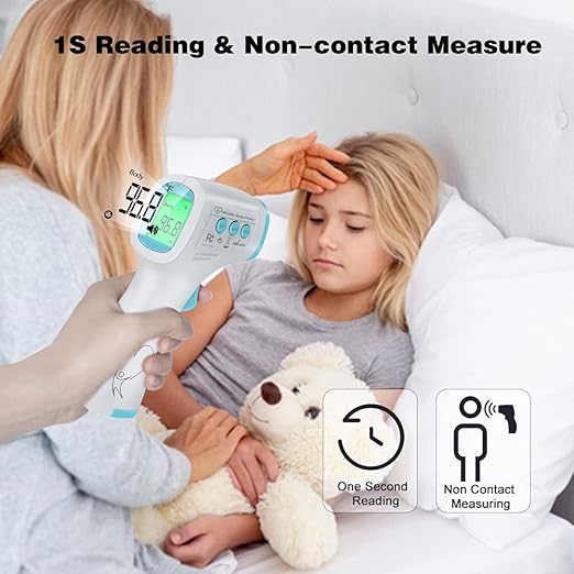 Digital Thermometer for Adults and Kids, No Touch Forehead Thermometer for Baby, 2 in 1 Body Surface Mode Infrared Thermometer with Fever Alarm and Instant Accuracy Readings-CubbioJoy