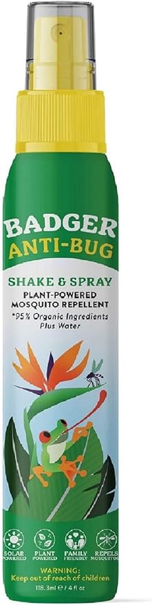 Badger Bug Spray, Family Friendly All Natural Mosquito Repellent w/Organic Essential Oils, Great Smelling Citronella Spray, Effective for 3 Hours, Deet-Free Vegan Plant Based Insect Repellent 4 fl oz-CubbioJoy