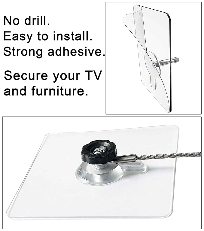 10 inches Stainless Steel Furniture Straps for Baby Proofing, No-Drill Furniture Anchors Earthquake Straps, Prevent Falling and Anti Tip TV Safety Straps, 6 Pcs-CubbioJoy