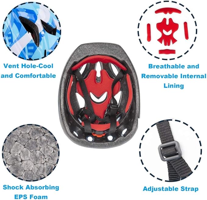 Kid Bicycle Helmets, LX LERMX Kids Bike Helmet Ages 3-5/5-14 Adjustable from Toddler to Youth Size, Durable Kids Bike Helmet with Fun Designs for Boys and Girls-CubbioJoy