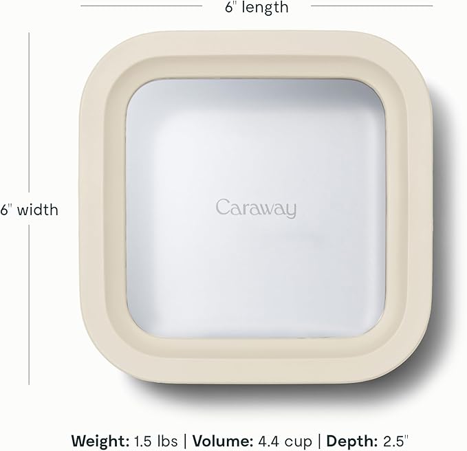 Caraway Glass 4.4 Cup Food Container - Ceramic Coated for Nonstick Storage with Glass Lids - Dishwasher, Oven & Microwave Safe-CubbioJoy