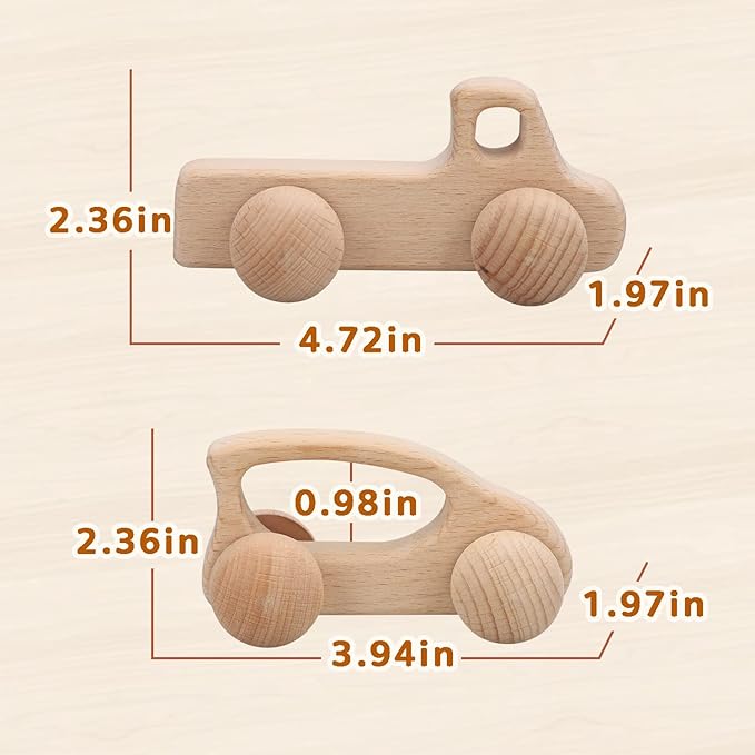 TOY Life Wooden Toys Cars, Montessori Toys for Babies 0-6-12 Months, Rattle Toy Cars for Toddlers 1-3, Christmas Wooden Baby Toys Gift 1 Year Old, Baby Boy Nursery Decor, 1 Year Old Boy Birthday Gift-CubbioJoy