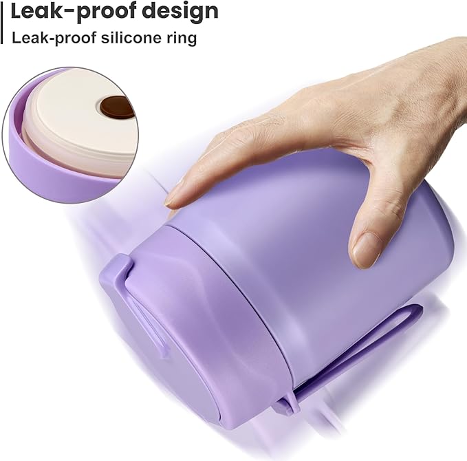 17oz Soup Thermo for Hot Food Kids,Insulated Food Jar with Spoon,Thermo Hot Food Lunch Container,Wide Mouth Leakproof Stainless Steel Lunch Box for School-Purple-CubbioJoy