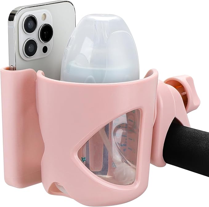 Accmor Universal Cup Holder, Stroller Cup Holder with Phone Holder, 360° Rotatable Large Caliber Designed Bottle Holder for Stroller, Bike, Wheelchair, Walker, Scooter-CubbioJoy