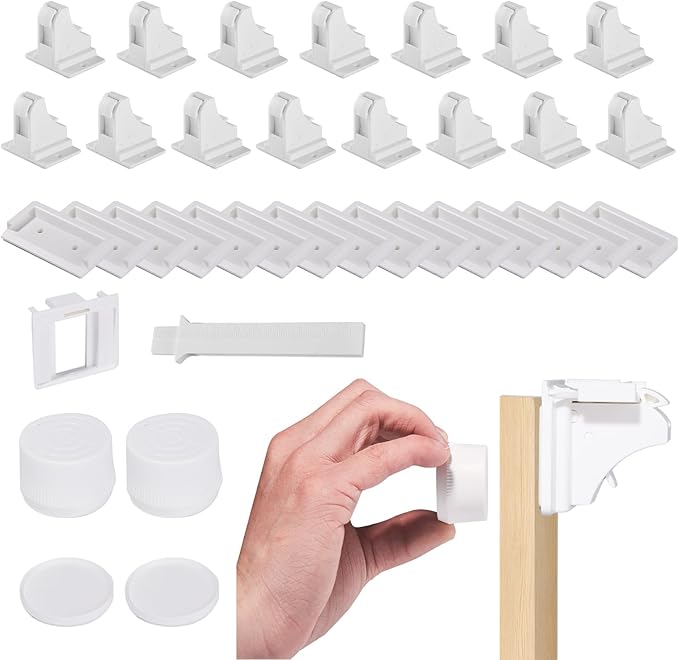 15 Pack Magnetic Cabinet Locks Baby Proofing - Safeasy Child Safety Latches for Cabinets, Drawers & Cupboards - Quick-Adhesive Installation (15 Locks + 2 Keys)-CubbioJoy