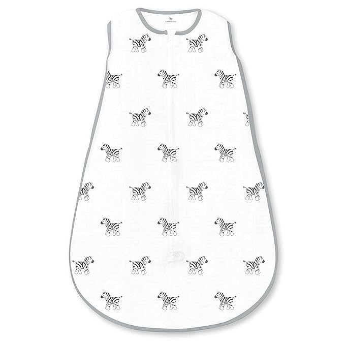 Amazing Baby Cotton Muslin Sleeping Sack, For Baby Boy or Girl, Wearable Blanket with 2-way Zipper, Zebras, Black, Medium (6-12 Month)-CubbioJoy