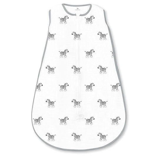 Amazing Baby Cotton Muslin Sleeping Sack, For Baby Boy or Girl, Wearable Blanket with 2-way Zipper, Zebras, Black, Medium (6-12 Month)-CubbioJoy