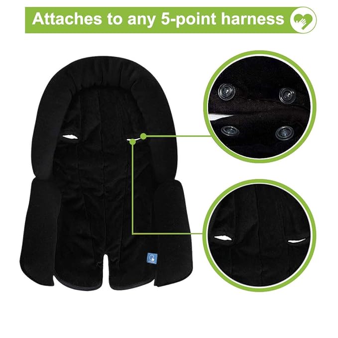 COOLBEBE Upgraded 3-in-1 Babybody Support for Newborn Infant Toddler - Extra Soft Car Seat Insert Cushion Pad, Perfect for Carseats, Strollers, Swings, Black-CubbioJoy