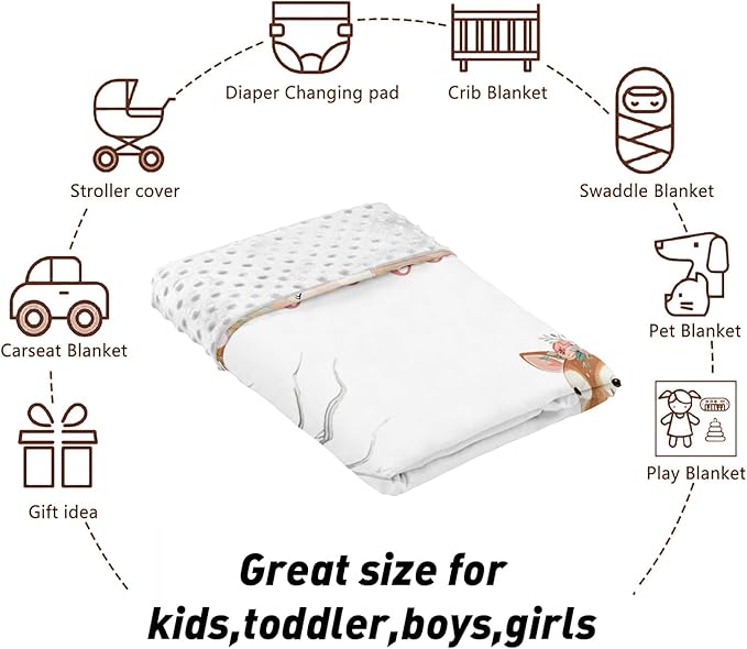 Custom Name Crib Bedding Set - Sika Deer & Fox Pattern, Personalized Nursery Bedding 3-Piece Set– Soft Blanket, Fitted Sheet, Changing Pad Cover – for Newborns Girls Nursery Gifts-CubbioJoy