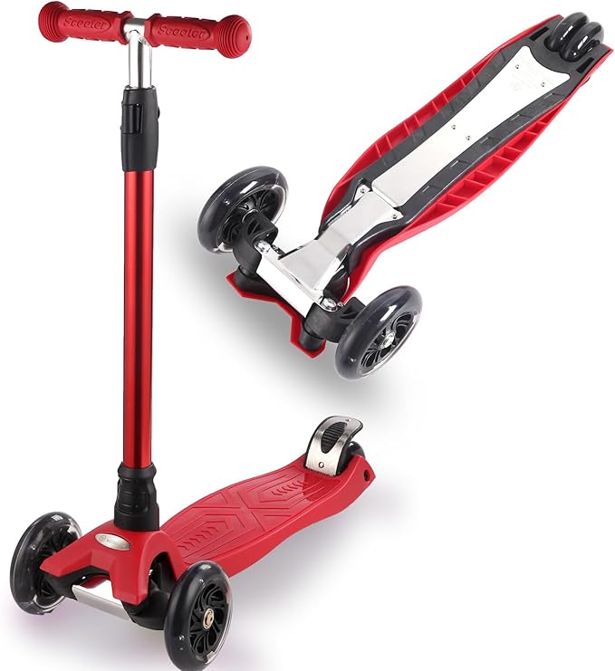 3 Wheel Scooter for Kids Ages 6-12,Kids Scooter with Light Up Wheels, Sturdy Deck Design, and 4 Height Adjustable Suitable for Kid Ages 3-12-CubbioJoy