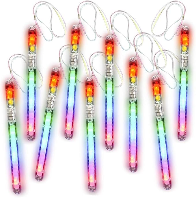 ArtCreativity Light Up Police Wands, Set of 12, Flashing LED Wand Sticks with Lanyards, Thrilling Light Show, Batteries Included, Birthday Party Favors, Carnival Prize, Goodie Bag Fillers for Kids-CubbioJoy