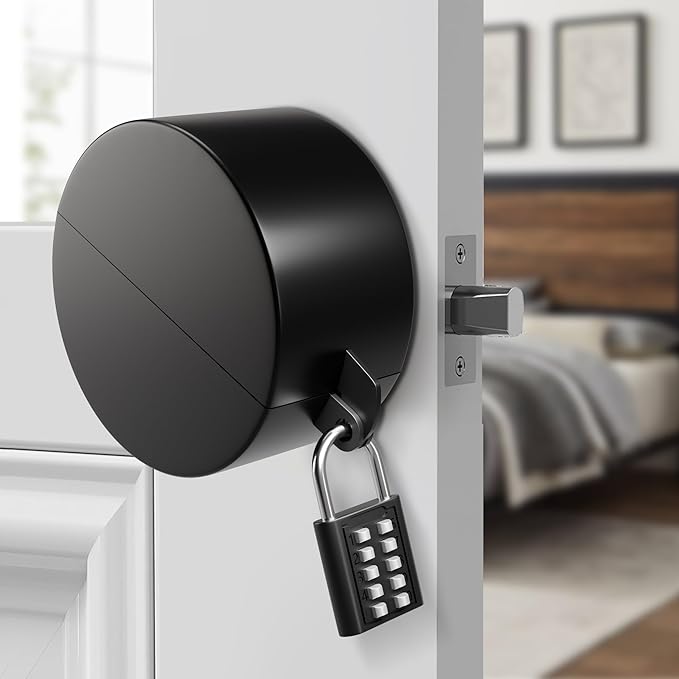 Door Knob Cover Lock with Combination Padlock, Child Proof Door Knob Covers, Door Knob Lockout Device for Dementia Elderly Safety, Renter Friendly Temporary Bedroom Door Lock (Black)-CubbioJoy