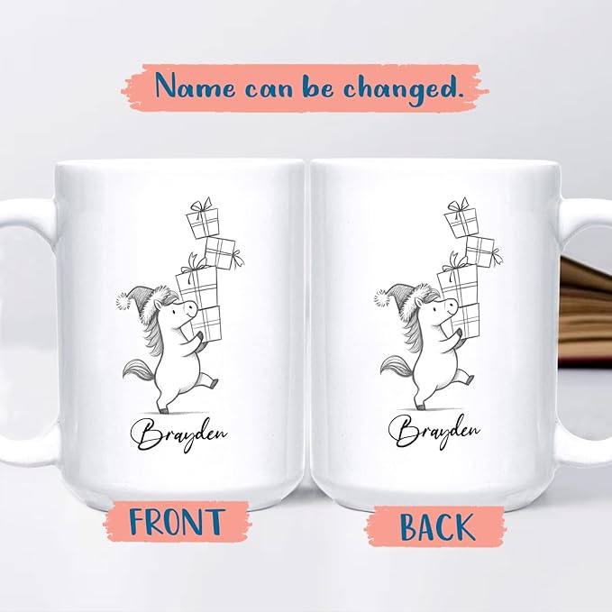 Awesome Horse Coffee Mug Gift for Horses Lovers Brother Sister Birthday Christmas, Personalized Horses Accent Teacup, Customized Name Horse Ceramic Mug 11Oz 15Oz, Cute Animal White Cup Gift For Kids-CubbioJoy