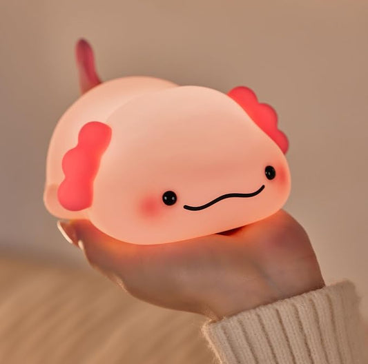 DREAMING MY DREAM Cute Axolotl Night Light, LED Squishy Novelty Animal Night Lamp, 3 Level Dimmable Nursery Nightlight for Breastfeeding Toddler Baby Kids Decor, Cool Gifts Kids (Axolotl)-CubbioJoy