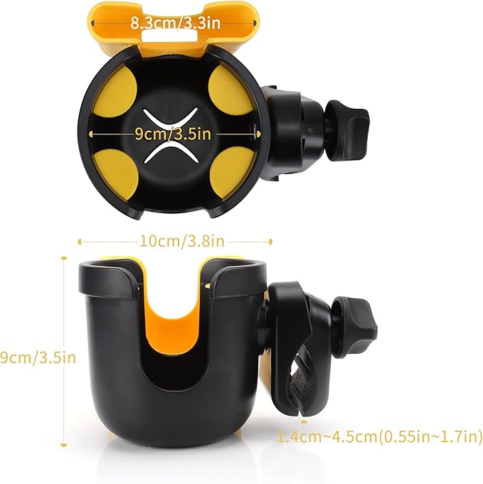 Accmor Stroller Cup Holder with Phone Holder, Bike Cup Holder, Universal Cup Holder for Uppababy Nuna Doona Strollers, 2-in-1 Cup Phone Holder for Stroller, Bike, Wheelchair, Walker, Scooter-CubbioJoy