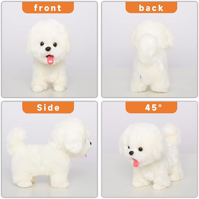 CU-MATE Interactive Maltese Simulation Dog-Realistic Puppy Electronic Toy Dog with Walking/Barking/Wagging Tail/Talking- Robotic Pet Toy Present Gift for Toddler Girls Boys-CubbioJoy