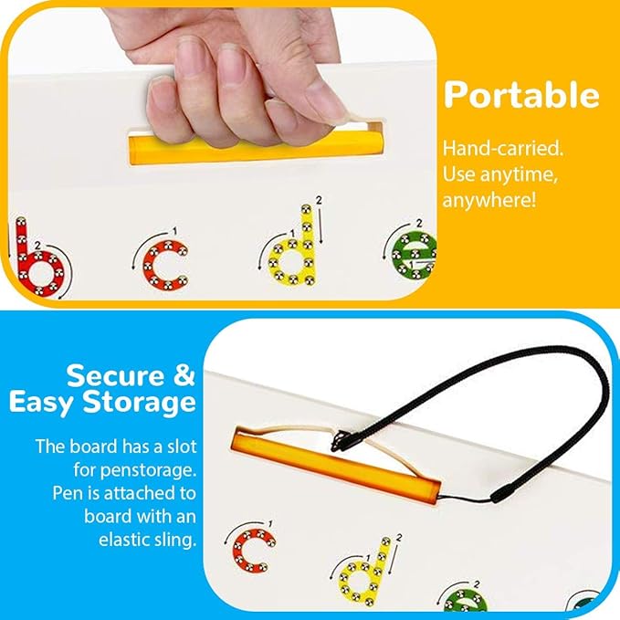 CozyBomB™ Double Sided Magnetic Letter Board - 2 in 1 Alphabet Magnets Tracing Board for Toddlers ABC Letters Uppercase & Lowercase Practicing Gifts for Boys Girls Birthdays Christmas Holidays-CubbioJoy