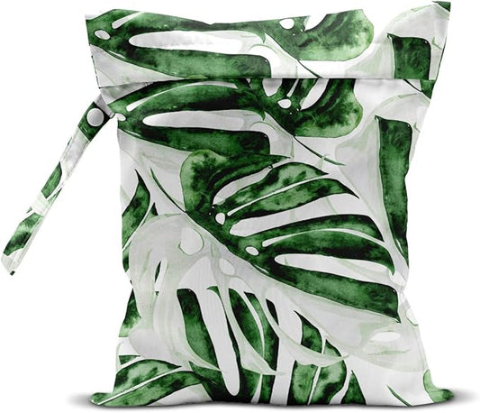 Wet Bag, Wet Dry Bag, Wet Bag for Swimsuit, Travel, Beach, Pool, Diapers, Dirty Yoga Gym Clothes, Makeup Bag, Waterproof Tropical Palm Leaves Decor Jungle Palm Leaf Favors-CubbioJoy