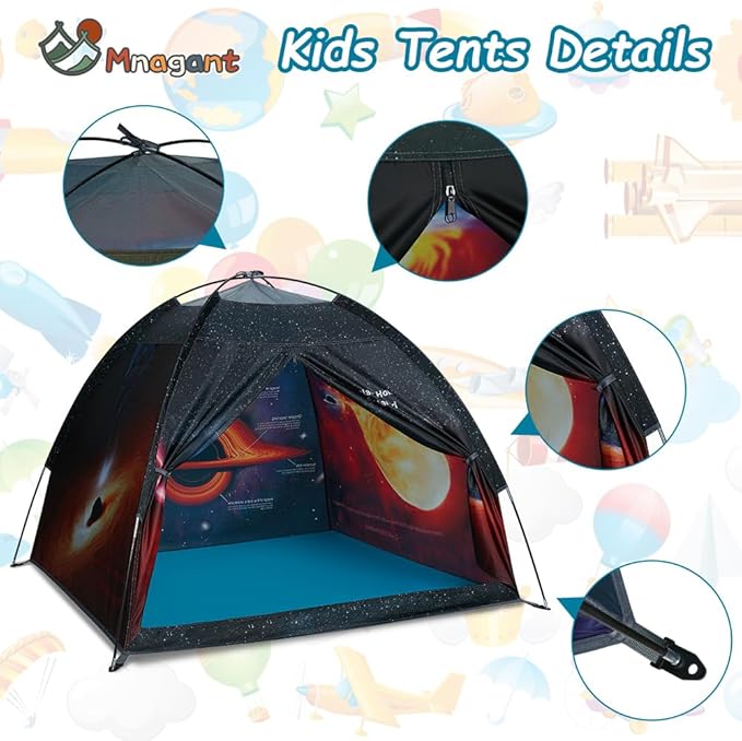 Black Hole Play Tents- Space World Dome Tent Playhouse- Imaginative Play Popup Tent for Outdoor and Indoor Fun-Kids Astronaut Space for Boys and Girls- 47" x 47" x 43 "-CubbioJoy