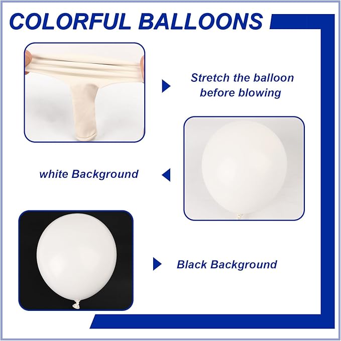140pcs White Round Balloons Different Sizes 18 12 10 5 Inch Latex Balloons for Arch Decoration Party Balloon Kit for Graduation Birthday Party Wedding Balloon Baby Shower Decoration-CubbioJoy