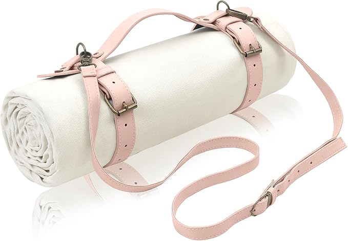 4’9” x 6’3” White Lightweight Water-Resistant Canvas Mat – Picnic, Outdoor, Beach, Park, Camping, Toy Mat-CubbioJoy