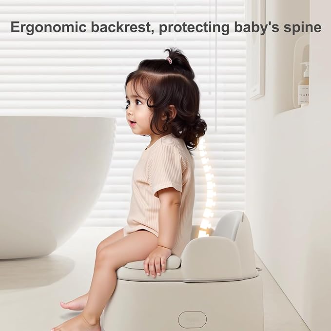 Bebamour Potty Training Toilet 3 in 1 Multi-Functional Potty Seat Detachable Baby Potty Step Stool Anti-Slip Stable Potty Training Toilet with 100 Pack Trash Bags for Baby Toddler Kids(Grey)-CubbioJoy