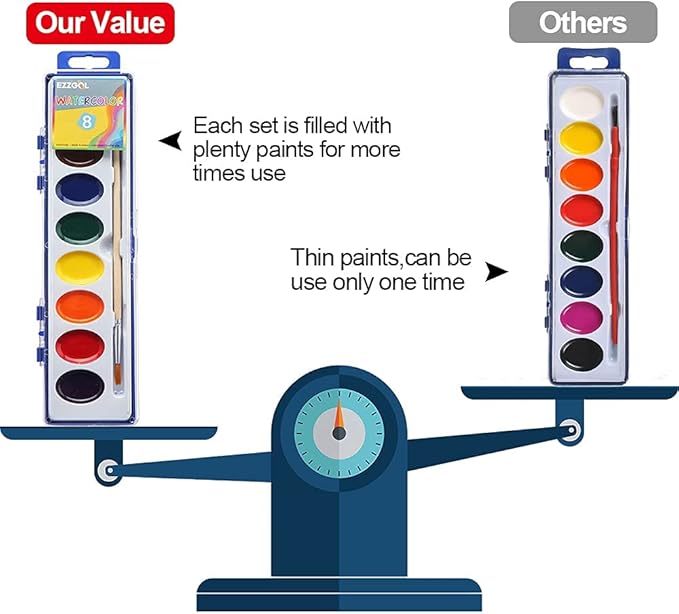 24 Count Watercolor Paints, 8 Colors, Washable, Non-Toxic, Perfect for Kids 3+-CubbioJoy