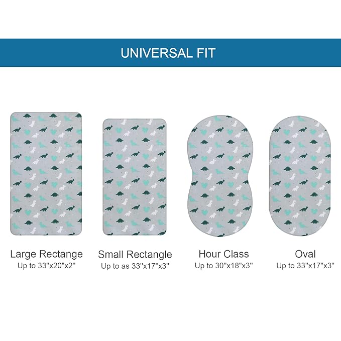Bassinet Sheet 4 Pack for Baby Boys or Girls, Bassinet Sheets Ultra Soft Universal Fit for Most Rectangle, Oval, Hourglass Bassinet Mattress, Bassinet Sheets, Grey-CubbioJoy