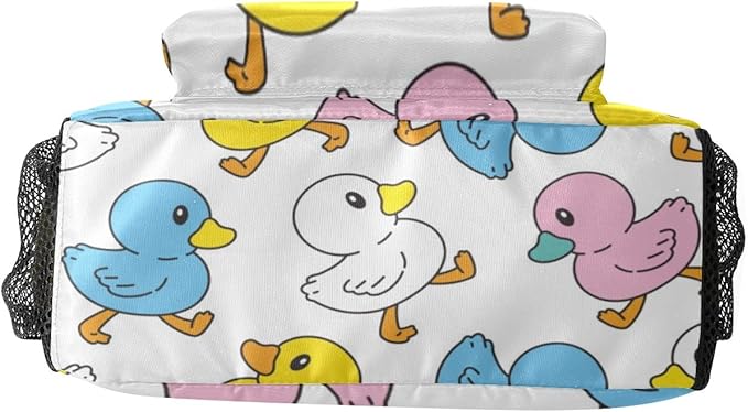 Duck Cartoon Doodle Custom Kids Backpack for Boy Girl, Personalized Waterproof Child School Travel Bag with Name, 16.5’’ X 12.2’’ X 5.9’’-CubbioJoy