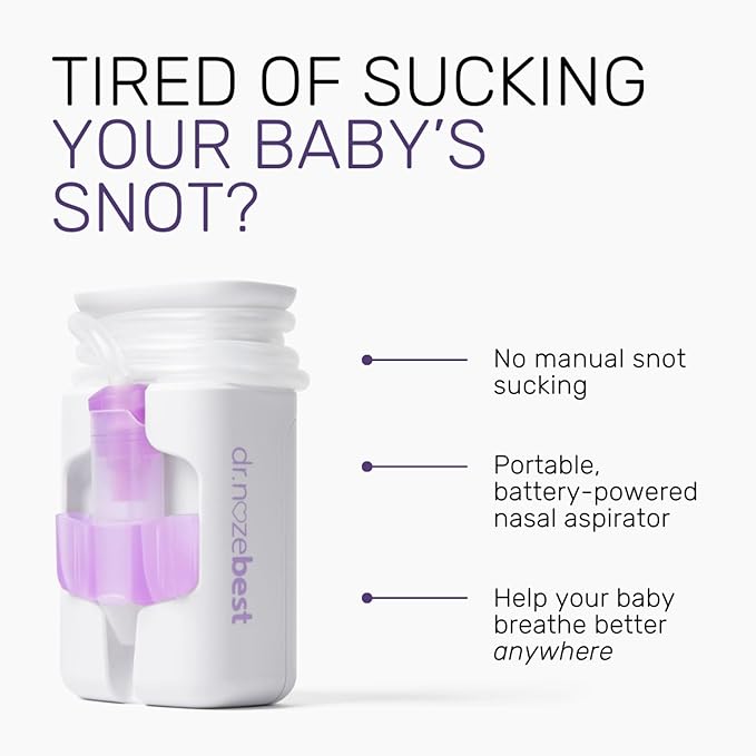 Dr. Noze Best - NozeBot | Electric Baby Nasal Aspirator | Hospital Grade Suction | Nose Sucker and Nasal Vacuum | Safe for Infants and Toddlers (On The Go - Mild Congestion)-CubbioJoy