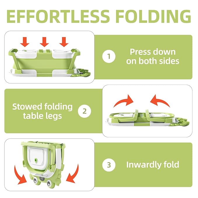 Collapsible Baby Bathtub for Newborns to Toddler with Real-time Temp Monitor & Floating Cushion,Portable Travel Tub for 0-36 Month, Foldable Baby Bath Tub for Infants(Green)-CubbioJoy