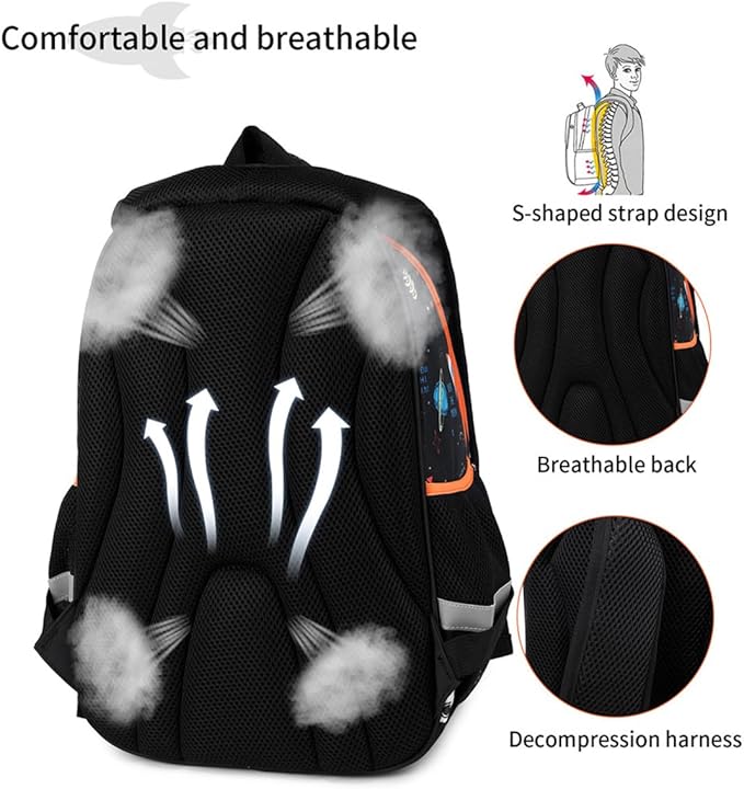 Cusangel Backpack for Boys Girls School Bookbags,Kindergarten Elementary Middle School Lightweight Waterproof Multifunctional Large Capacity for Backpack (16 inch Space Fun Prints)-CubbioJoy