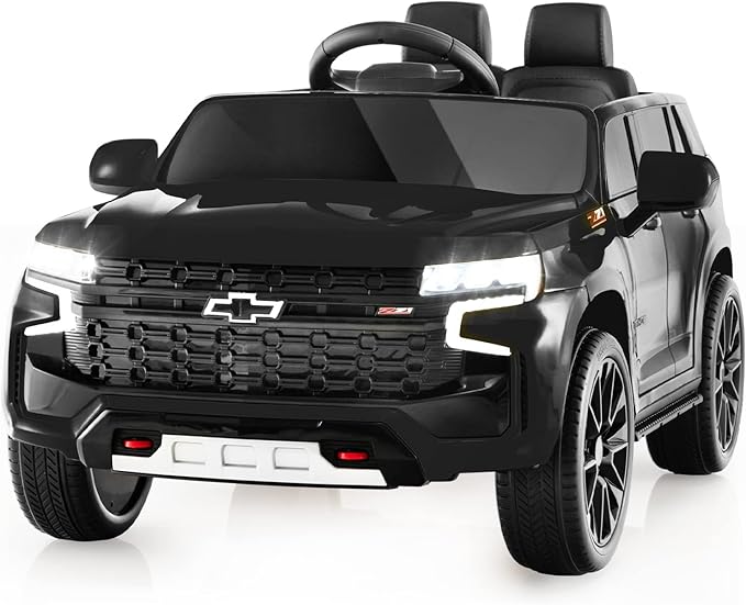 Costzon Ride on Car, 12V Licensed Chevrolet Tahoe Battery Powered Electric Vehicle w/ 2.4G Remote Control, High/Low Speed, Music, Lights, MP3/USB/FM, Spring Suspension, Electric SUV for Kids (Black)-CubbioJoy