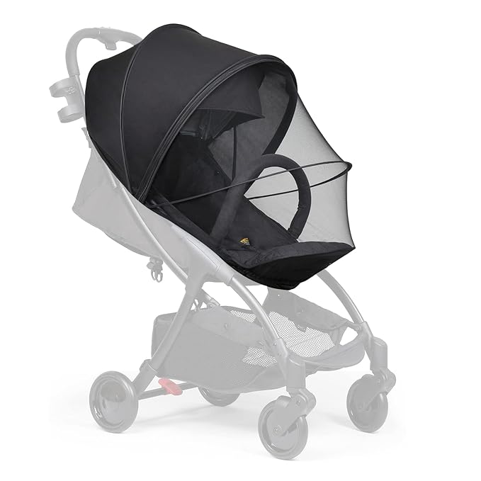Beberoad Love Universal Stroller Sun Shade & Mosquito Net – 2-in-1 Baby Stroller Cover with UV Protection & 2-Way Zipper for Infant Carriages, Prams, and Travel Strollers (Black)-CubbioJoy