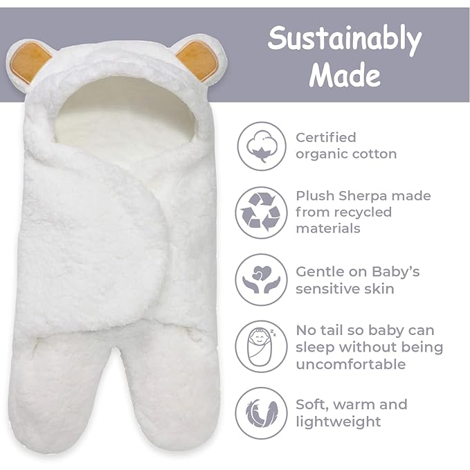 Jam Naturals-Cute Bear Organic Newborn Swaddle Wrap-Gender Neutral Soft Baby Blanket, Newborn Baby Registry Gift (Golden Brown, 0-3m)-CubbioJoy