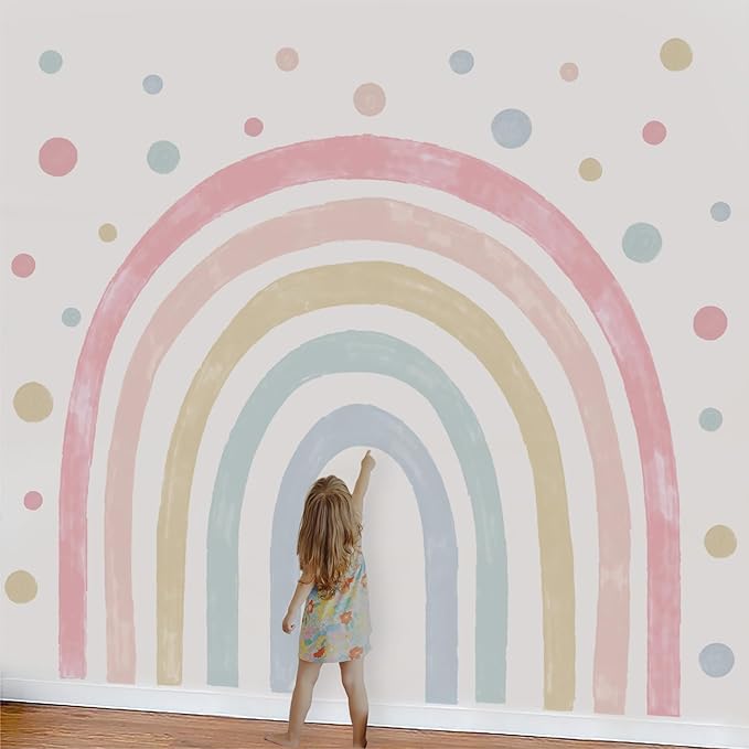 Colorful Polka Dot Wall Decals 36 PCS, Watercolor Dots Wall Sticker for Girls Bedroom Removable Wall Decals Nursery Kids Room Decor (6 Sheets)-CubbioJoy