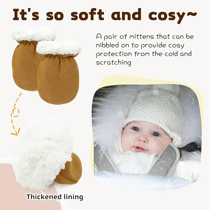 Cute Baby Mittens Newborn, No Scratch Baby Boy Mittens, Baby Girl Hat Gloves for Toddlers, Infant, Newborn-CubbioJoy
