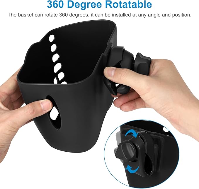 Accmor Stroller Cup Holder Basket, Universal Cup Holder, Bike Bottle Holder, 360° Rotatable Large Caliber Drinks Holder for Stroller, Bike, Wheelchair, Walker-CubbioJoy