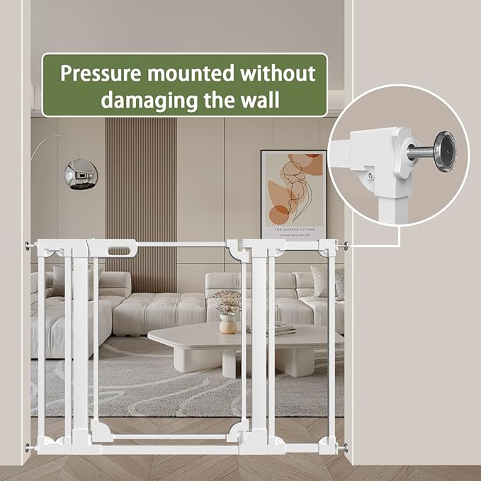Clear Baby Safety Gate for Stairs,29"-48" Wide, 30" Tall Pressure Mounted Acrylic Pet Gate, Easy Walk Through Auto Close Child Gate for Doorways and House,29.52-47.24"-CubbioJoy