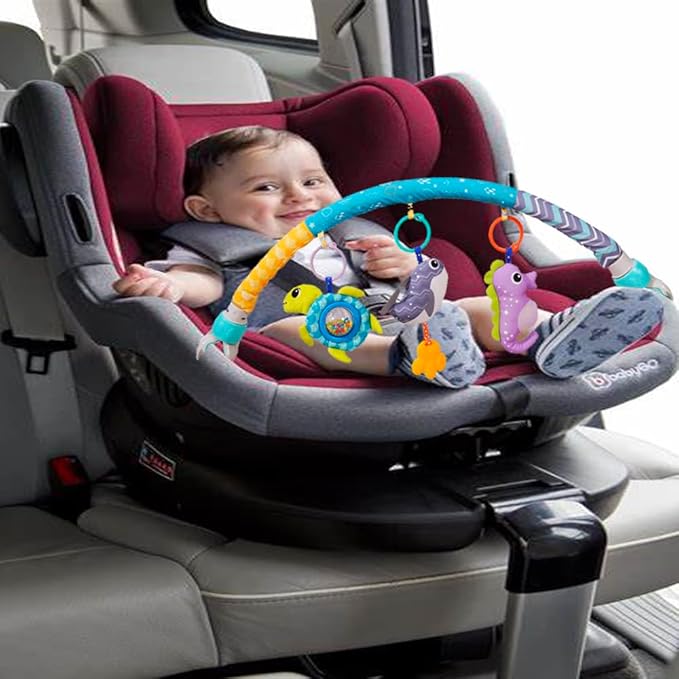 Baby Stroller Arch Toys, Crib Mobile for Infants Adjustable Bassinet Mobile with Universal Clamp, Activity Toy Bar for Bouncer Newborn CarSeat Stroller Toy Sense Toys for Baby 0 6 12 Months-CubbioJoy