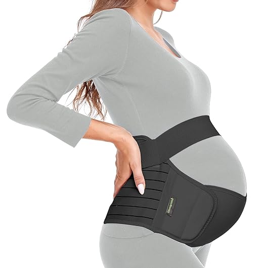 ChongErfei Maternity Belt, Pregnancy 3 in 1 Support Belt for Back/Pelvic/Hip Pain, Maternity Band Belly Support for Pregnancy Belly Support Band (M: Fit Ab 35.5"-47.3", Black)-CubbioJoy
