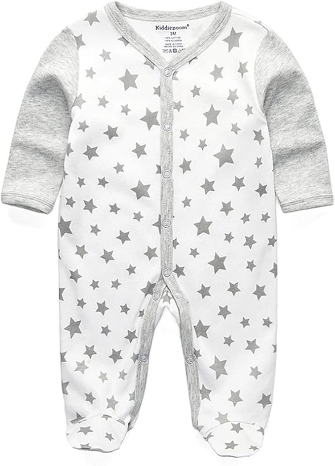 Kiddiezoom Baby and Toddler Boys'Snug Fit Footed One-Piece Romper Jumpsuit Cotton Cotton Footed Outfit-CubbioJoy