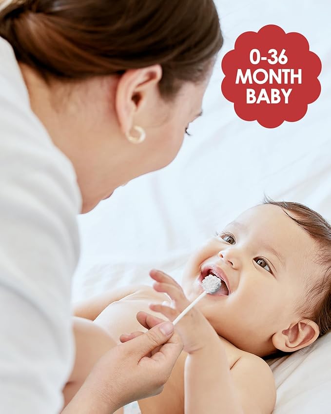 dearlomum Upgraded 32PCS Baby Tongue Cleaner, Disposable Newborn Toothbrush & Oral Cleaning Stick, Gauze Gum Cleaner for Infant Dental Care, 0–36 Months Baby Mouth Wipes-CubbioJoy