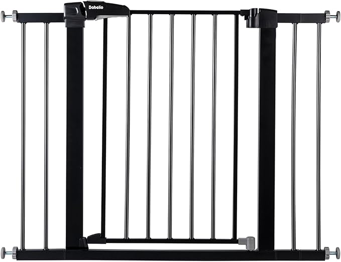 BABELIO 36-57" Extra Wide Baby/Dog Gate, Auto Close for The House, Stairs and Doorways, Pressure Mounted for Pet with Large Walk Thru Door, No Need Tools and Drilling, Black-CubbioJoy
